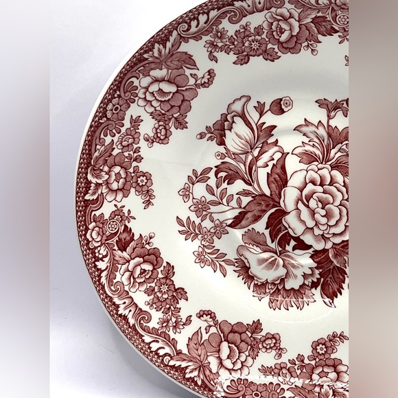 Spode England Archive Collection British Flowers White Plate/Saucer Red Flowers - Picture 3 of 11